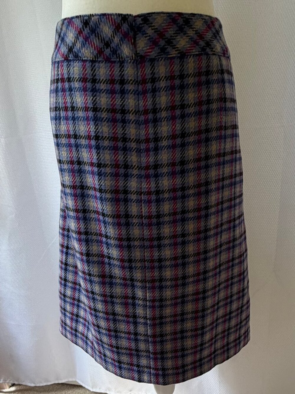 Talbots Purple & Gray Plaid Wool-Blend Skirt - Picture 4 of 13
